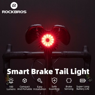 【SG Delivery】ROCKBROS Bicycle Tail Light Smart Sensor Brake Light USB Rechargeable Waterproof Warning Cycling Rear Light