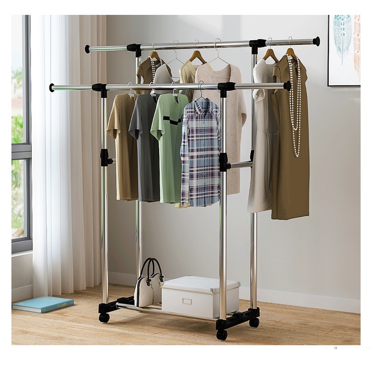 (SG STOCK) Adjustable Single & Double Pole Laundry Clothes Rack Stand ...
