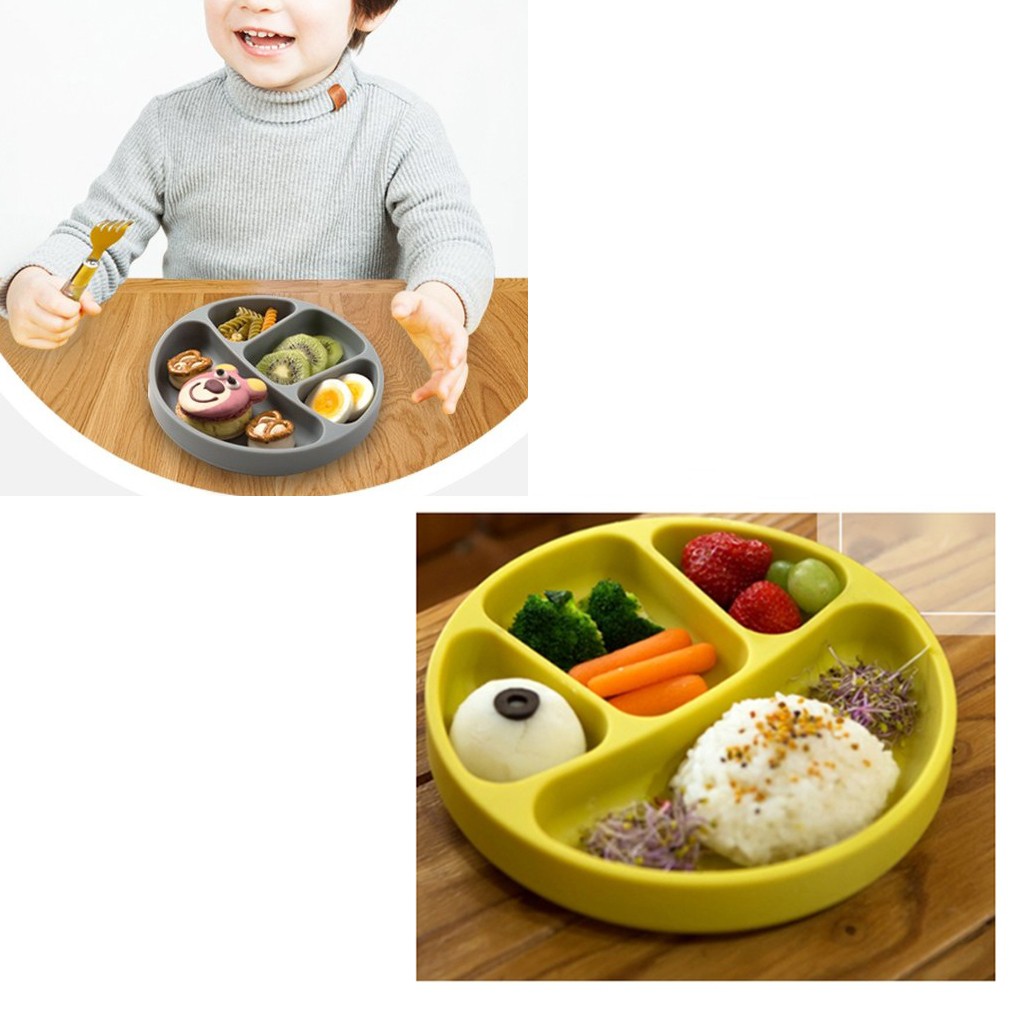 Agafura Platinum Silicone Grip Dish Suction Plate Divided Plate Baby Toddler Plate Bpa Free Microwave Dishwasher Safe Shopee Singapore