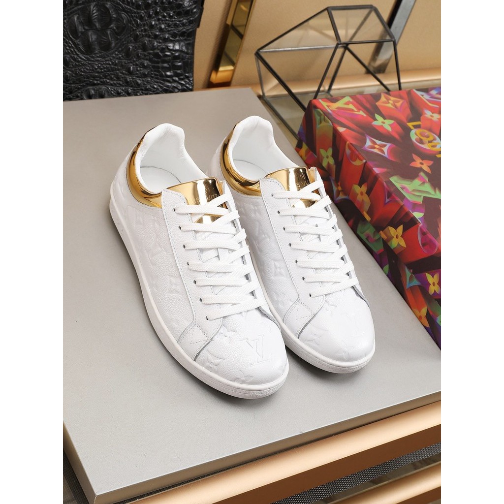 Original 2020 LV Louis Vuitton Men&#39;s White Leather Sneakers Low-Tops Shoes Size: 38-44 126989 ...
