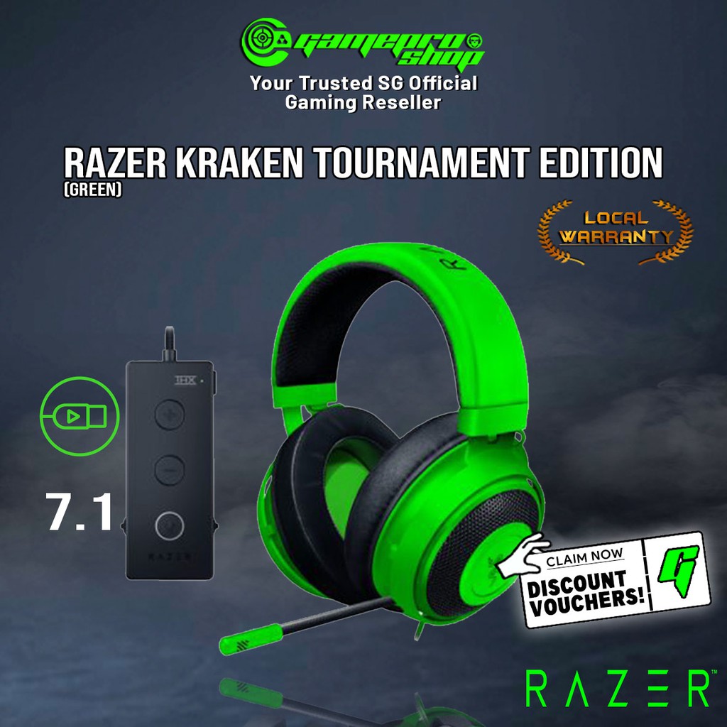Razer Kraken Tournament Edition Gaming Hs USB Audio Control Green