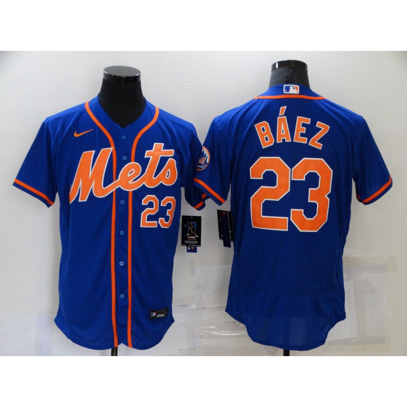2022 MLB New York Mets #23 Javier Báez Blue White Black Baseball