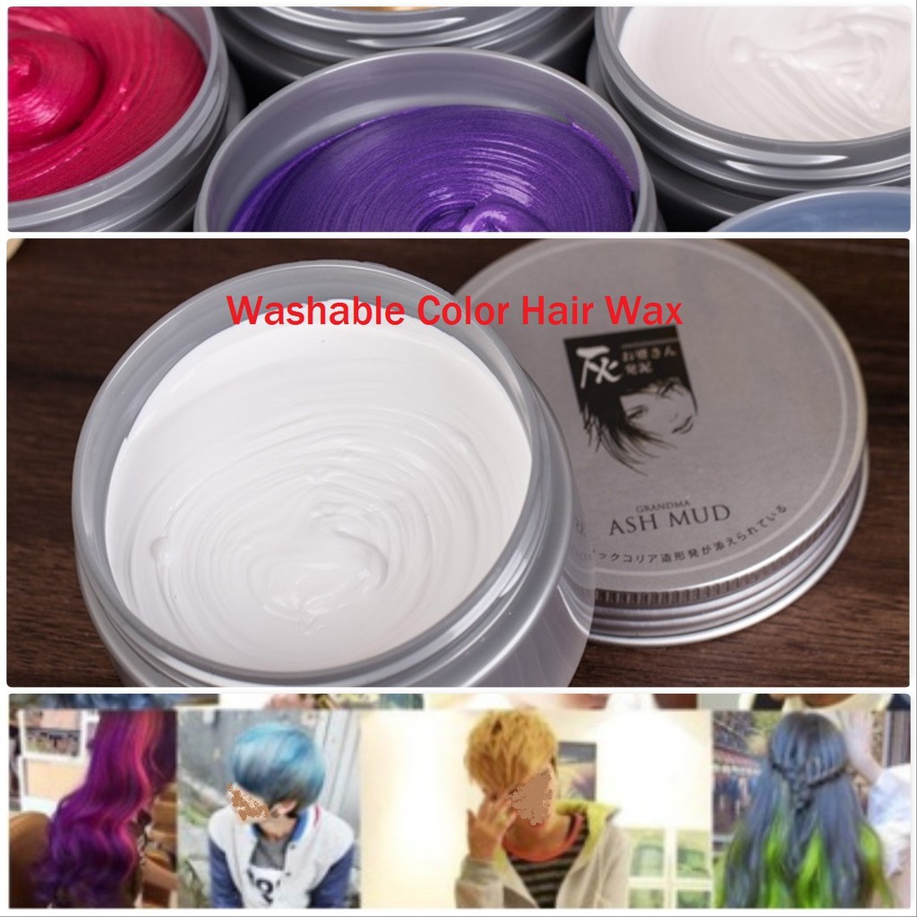 Temporary Washable hair Wax (White, Grey, gold, blue, purple, red and  green) | Shopee Singapore