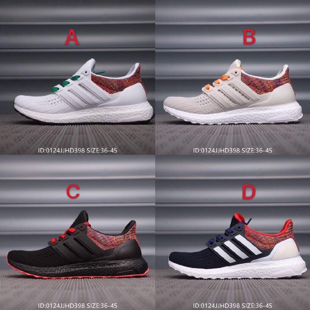 Adidas ultra boost knitted popcorn joint name colorful white green 36-45 90  | Shopee Singapore