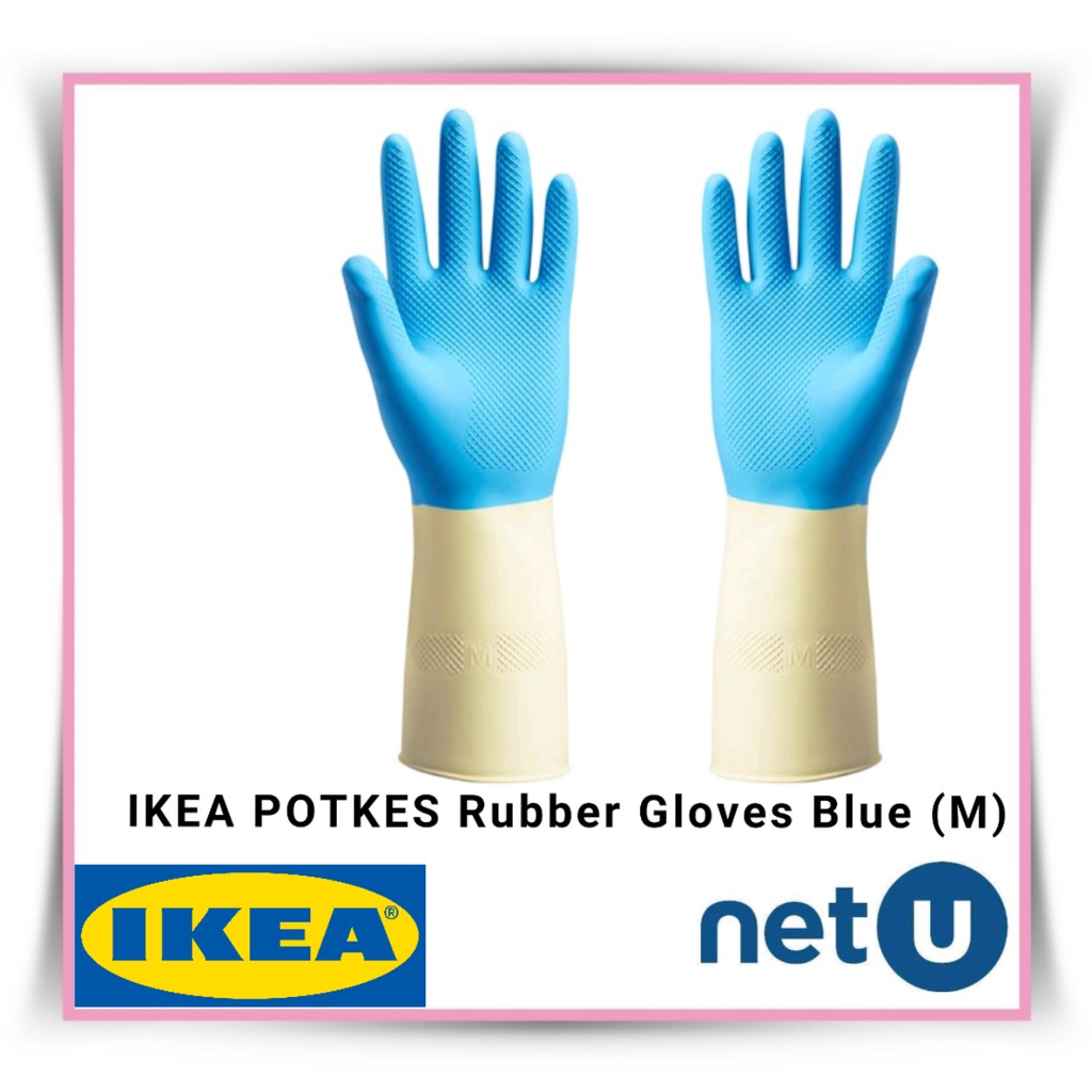 Ikea Potkes Rubber Latex Gloves Sarung Tangan Getah Blue Biru Hand Glove M Size Shopee Singapore