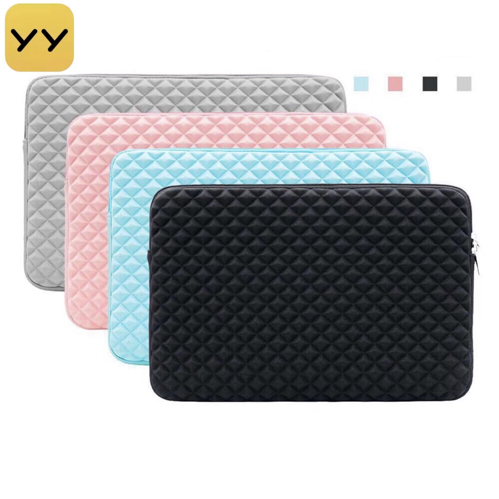 Diamond Pattern High Quality Laptop Bag 13 / 14 / 15.6 inch Zipper Soft Sleeve