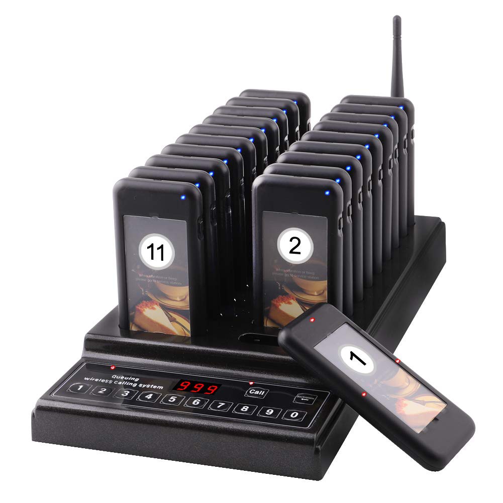 Queue Wireless Calling System With 20 Receiver Coaster Pager For Restaurant Call Service Cafe Shop Guest Paging System Shopee Singapore