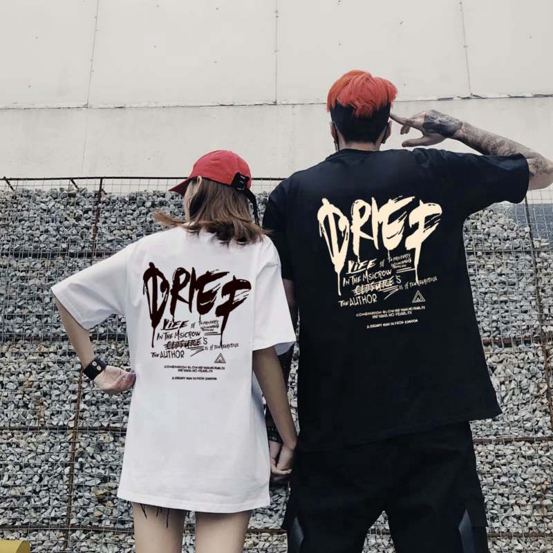 Couples T Shirt Short Sleeved Hip Hop Summer Tops Casual Oversized Letter Print Loose Mens T