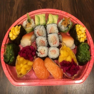 Sushi Japanese Fruit Fresh Salmon Disposable Take out Take Away Printing Large, Medium and Small Platter Disc with Lid/Sushi Packing Box / Yee Sang Tray / Disposable Food Container #7