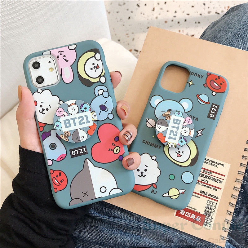 Soft Case  HP  Ring Holder Gambar  Kartun BTS untuk  Realme C2 