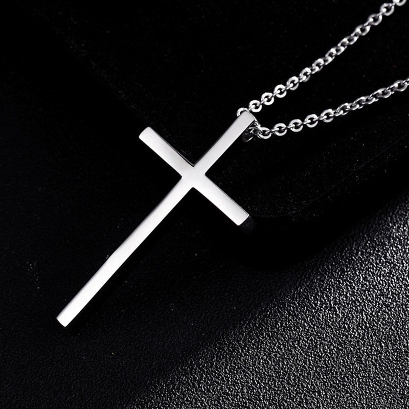 Bbyter Titanium Steel Cross Pendant Necklace for Men Women Minimalist Jewelry Male Female Prayer Necklaces