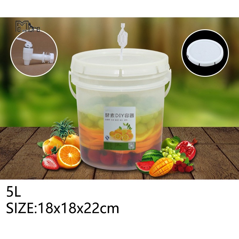 5L Plastic Bucket for Wine Fermentation Leakproof Container Beer