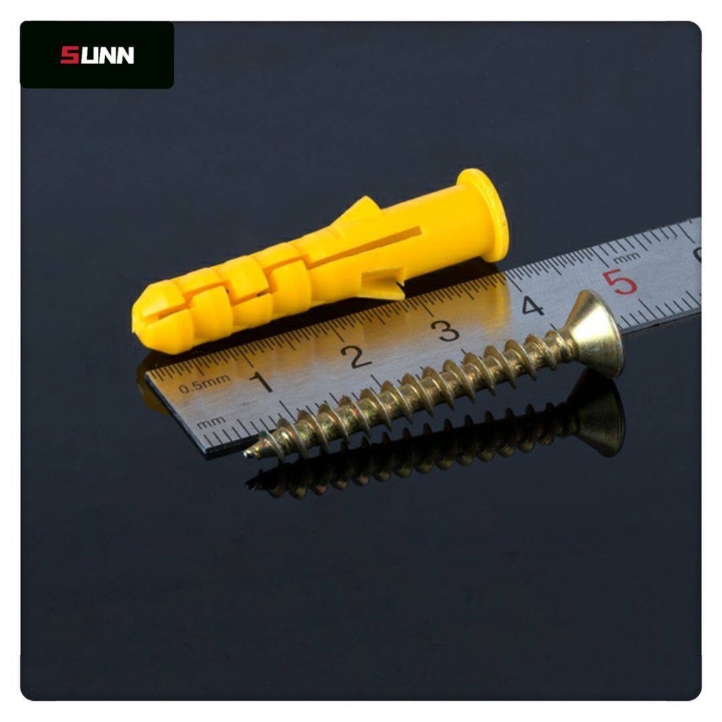 SUNN 6mm 8mm Wall plug and Screws Set PVC Expansion Bolt Plastic
