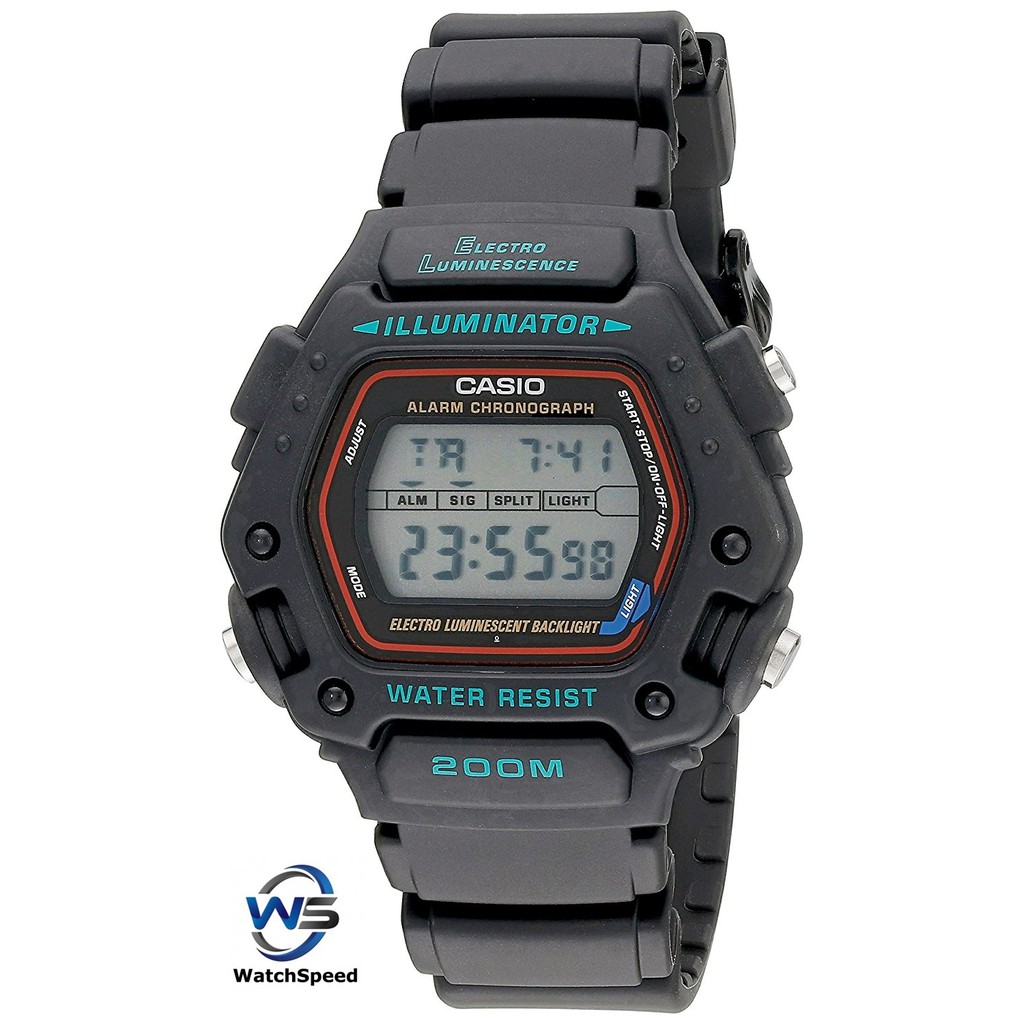 Casio DW2901V Black Resin Stopwatch Digital 200M Men's Watch Shopee