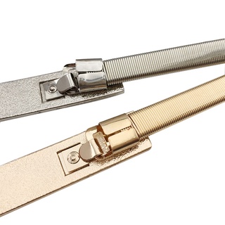 Image of thu nhỏ Women Thin Belts For Dresses Elastic Stretch Female Waist Belts Metal Gold Silver Ladies Belts #5