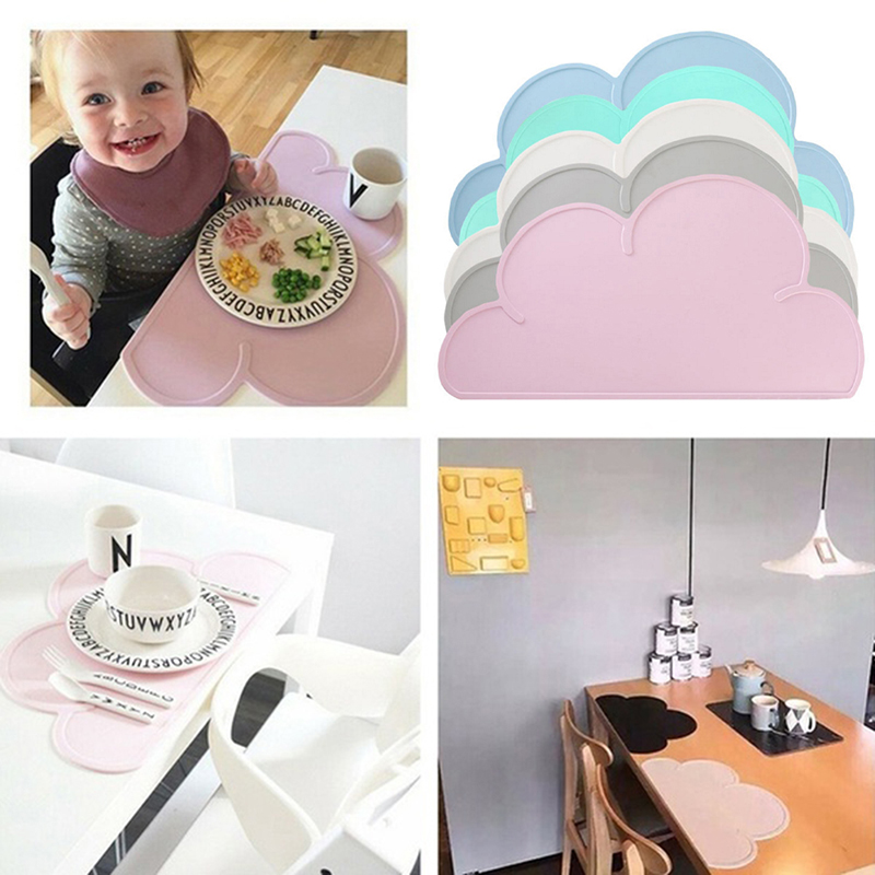 Cloud Shaped Table Pad Silicone Placemat Baby Kids Plate Mat BPA Free Waterproof 