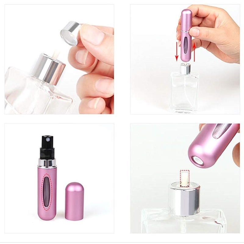 5ml Travel Mini Perfume Refillable Bottle Aluminum Portable Empty Small Perfume Atomizer Bottle Scent Pump Spray Case 13 Colors