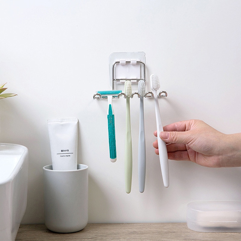 Accessories Wall-mounted Storage Rack Toothbrush Holder Shaver Organizer Plug 