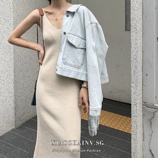Image of XiaozhainvWomen Fashion sleeveless Dress Korean Chic loose knitting Sexy Maxi dresses