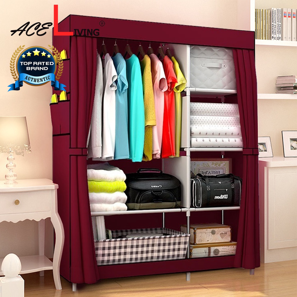 Almari Baju Wardrobe Clothes Rack Rak Baju Clothes Organization Almari Yg105 Multi Color Design Diy Space Saving Shopee Singapore