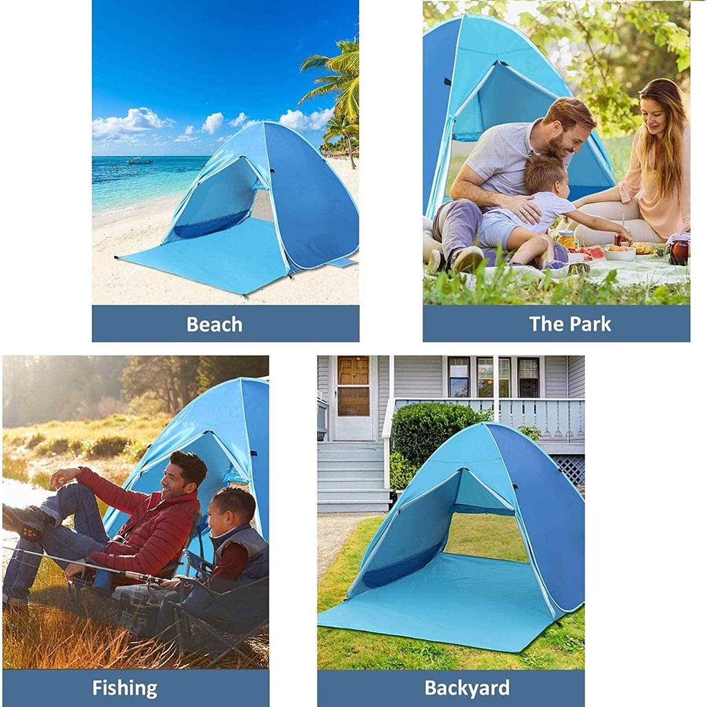 Garden 2-3 Person Automatic Instant Beach Day Tent Anti-UV Sun Shade Outdoor Camping Tent Waterproof Beach Shelter for Fishing Ideapro Pop Up Beach Tent Beach Camping Picnic 