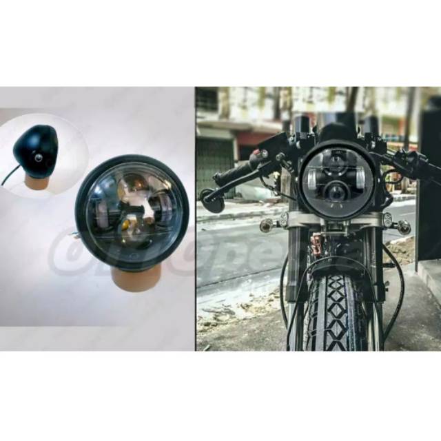 Headlamp Headlight Led Daymaker 5 75 Inch Japstyle Harley Custom Scorpio Rxking Klx 150 Black Shopee Singapore