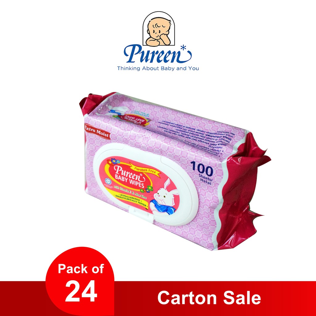 Pureen Scented Pink Baby Wipes 100s x 24 Packs Carton Sale Shopee