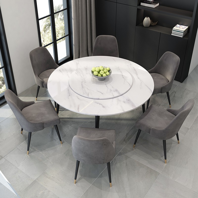 Nordic marble dining table and chair combination round ...