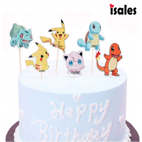 ISALES 24pcs Cartoon Theme Cartoon Cake Topper Happy Birthday Cupcake 