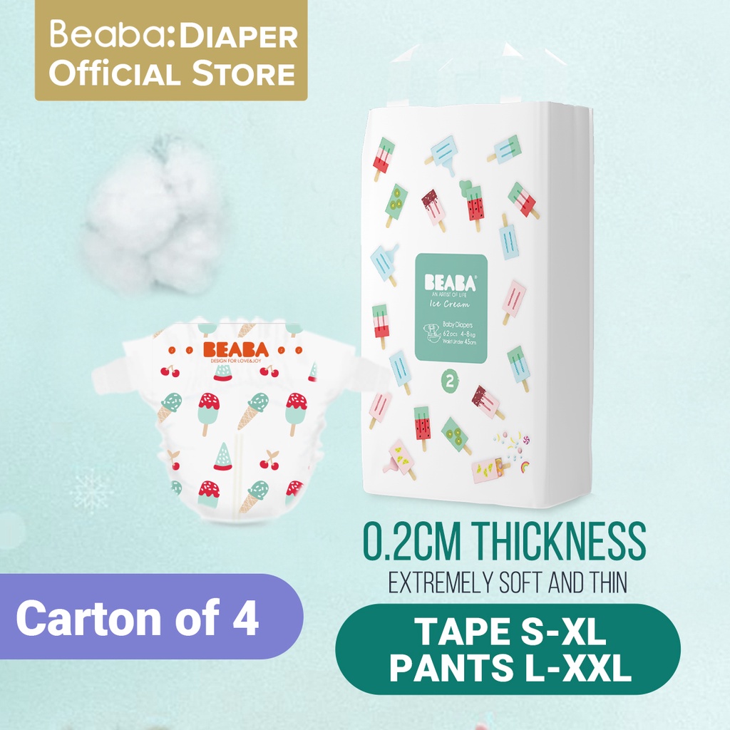 Carton Deal Beaba Ice Cream Series Four Packs 1 Carton Pants L Xl Xxl Ultra Thin Shopee Singapore