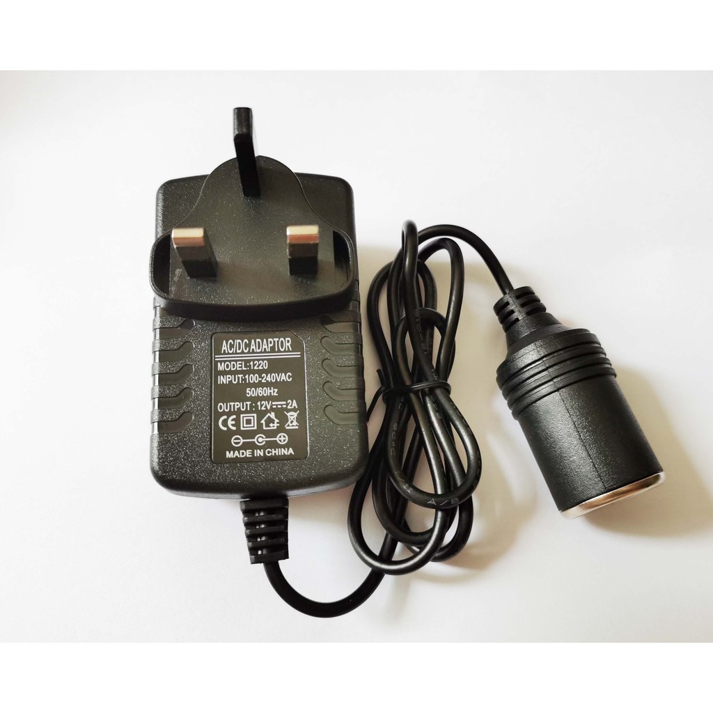 UK Plug 220V to 12V 2A Power Supplies 24W Portable Car Cigarette Lighter Socket Adapter Plug Using in House UK Type