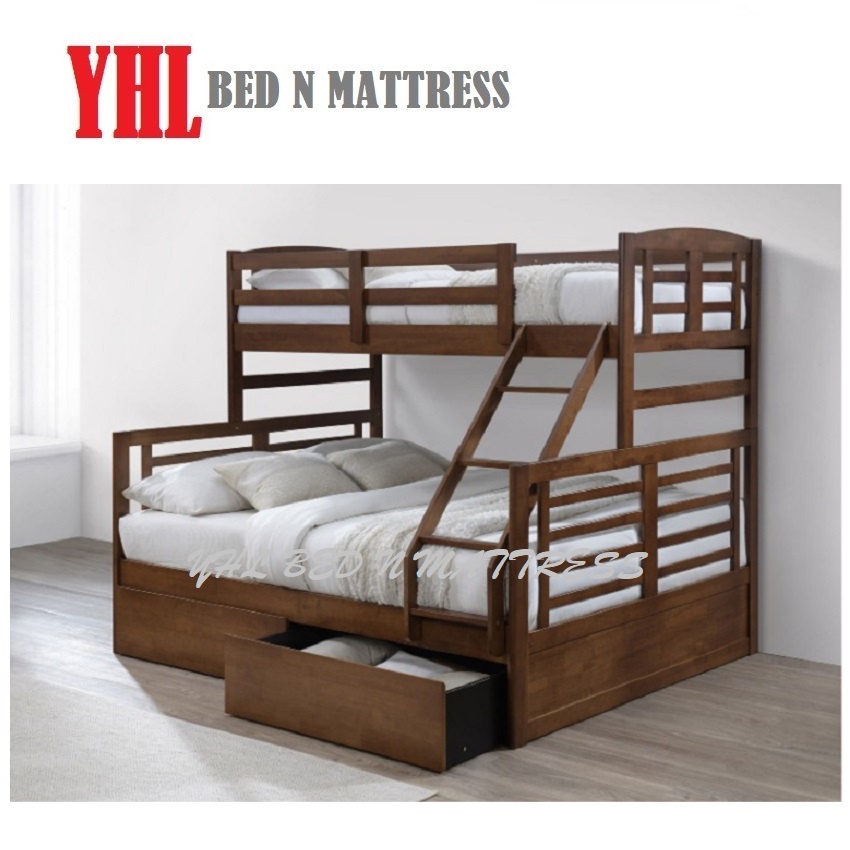 YHL Raman Solid Wooden Bunk Bed With 2 Drawers / Double Decker Bed With ...