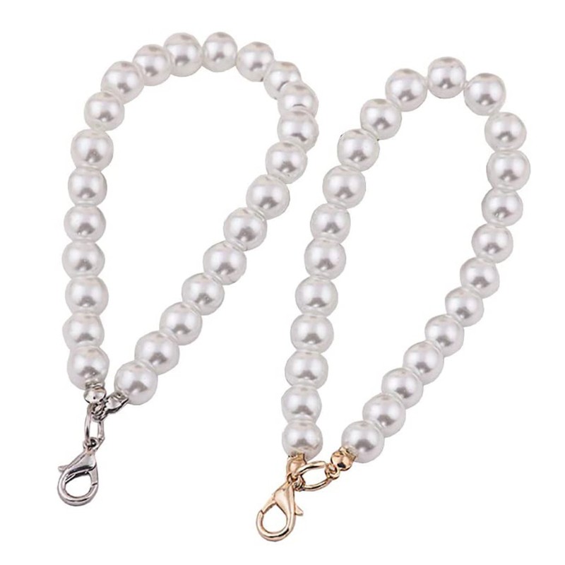 Image of KING 5Pcs Faux Pearl Wristlet Chain Strap for Wallet White Pearls Wristlet Lanyard Keychain Hand Straps Kit For Purse Keys #6