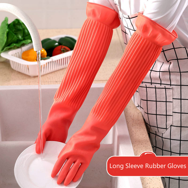 long red rubber gloves