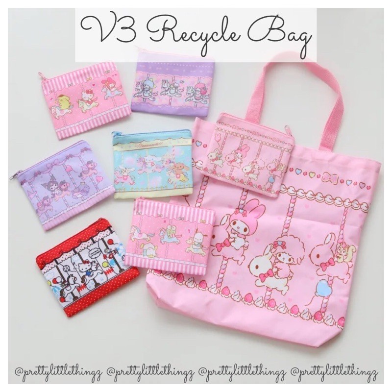 * sg ready stock * v3 recycle bag (kuromi, melody, hello kitty ...