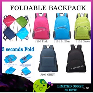 Foldable Backpack! Many colours! Light weight! Waterproof 3Secs Easy Fold
