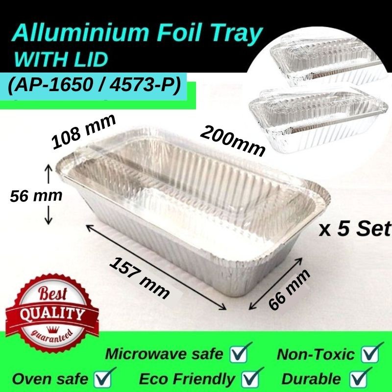 Shop Malaysia Offer Aluminium Foil Tray With Lid M Size Rectangle 5pcs Code Ap 1650 4573 P Shopee Singapore
