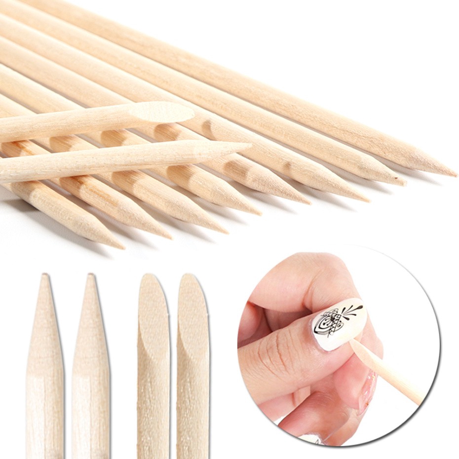 1 Set Wooden Cuticle Pusher Orange Wood Sticks Dual-ended UV Gel Polish  Remover For Nail Art Manicure Pedicure Care Tool | Shopee Singapore