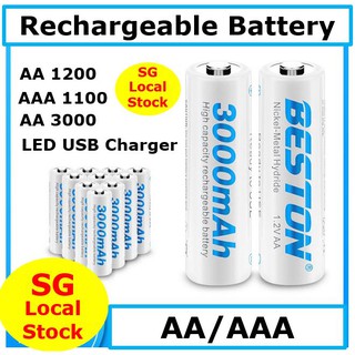 Beston AA AAA Rechargeable Battery Ni-MH LED USB Charger