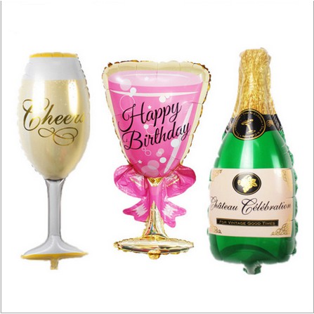 Birthday Party Celebration Decoration Wine Bottle Wine Glass Foil