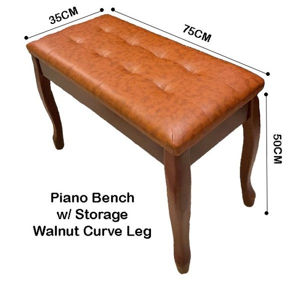 Topeakmart Duet Piano Bench Piano with Padded Cushion and Music Storage Keyboard Seat Chair Brown 