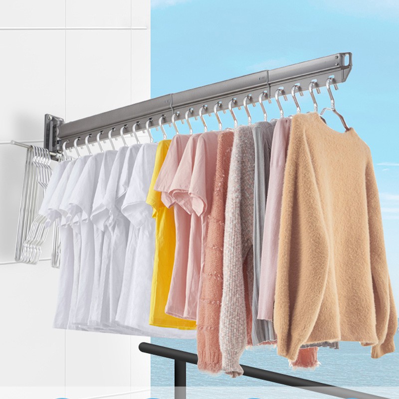 thumbnail image 2 of Folding Clothes Drying Rack, Heavy Duty Aluminum Alloy Over Door Drying Hanger Retractable Rod Foldable Portable Clothes Rack Towel Rack Organizer C B 2 of 14
