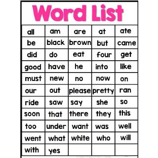 52 Sight Words reading classroom poster Wooksheet Children Learning ...