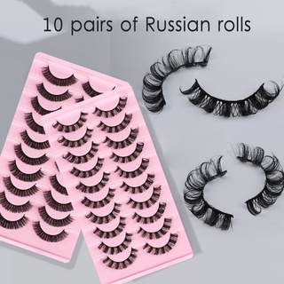 Russian Rolls 10 Pairs False Eyelashes Set Natural Curling Air Feeling Curly Fake Eyelash Kit