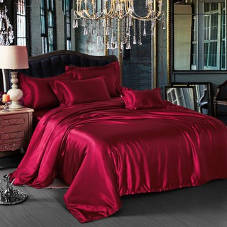 Luxury Bed Sheet Queen King Size Silk Duvet Cover Satin Silk