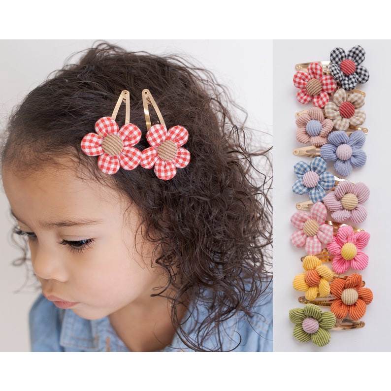 1 Pair Baby Girls Cotton Floral Hair Clip Cute Hair Pin Accessory for Kids  | Shopee Singapore