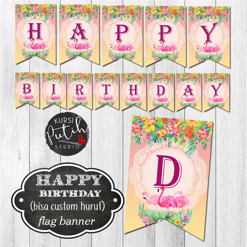 Happy Birthday Flag Banner Theme Of Flamingo Shopee Singapore - flamingo happy birthday roblox