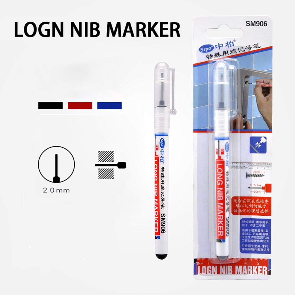 1Pc 20mm Deep Hole Long Nib Marker Pens Multifunction Depth Marker