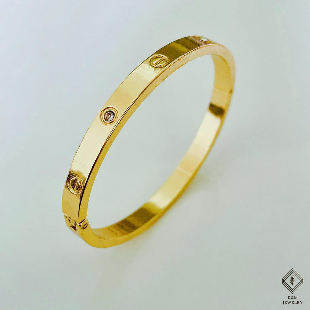 D&M Jewelry Bangkok gold bangles with 4 diamond bangle for women