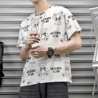 Image of thu nhỏ Korean BF wind Men's Loose oversized Tee Round neck casual  t shirt short sleeve tshirts men Bear top #2